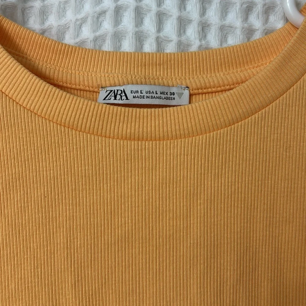 Zara Ruffle Sleeve Ribbed Tank Top Large - Picture 3 of 5